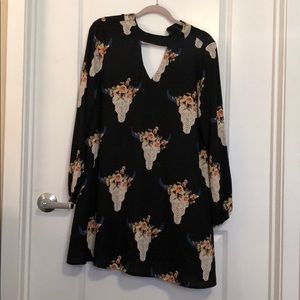 Bull Skull with Flowers Dress